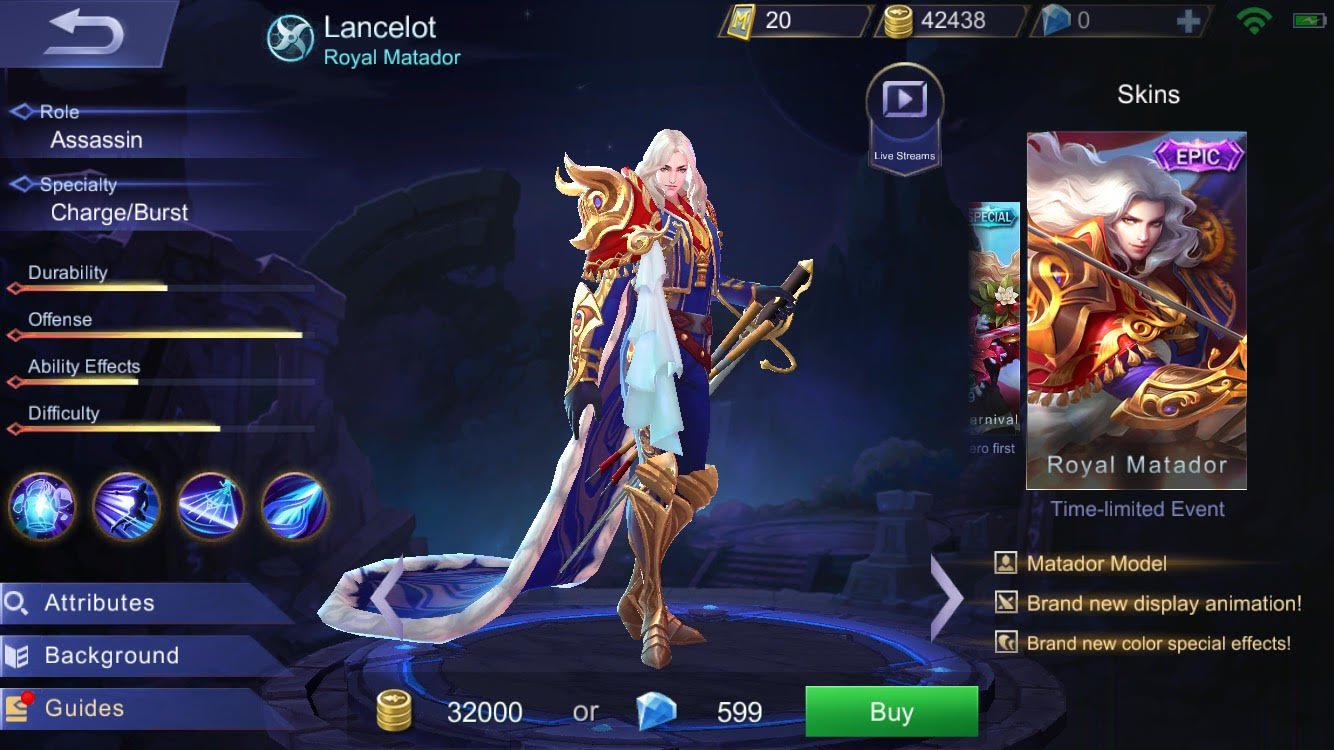 Royal Matador Skin  Lancelot  Mobile  Legends  Update  Steemkr